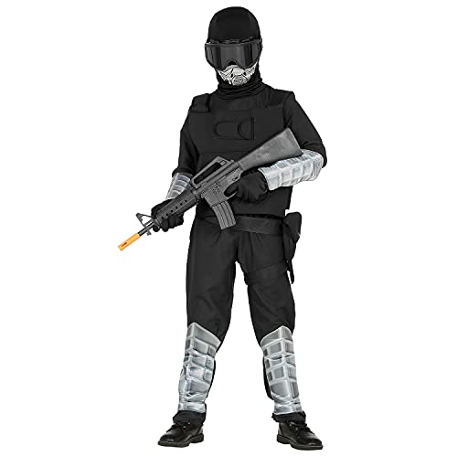 Widmann - Kinderkostüm Special Forces, Overall, Einsatzweste, Maske mit Kapuze, Brille, Gürtel mit Holster, Armschoner, Schienbeinschoner, Handschuhe, Soldat, Einsatzkommando, Motto-Party, Karneval