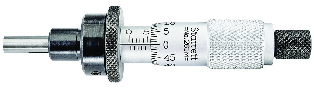 Starrett 261ML Mikrometerkopf, nicht drehbare Spindel, 0-13 mm Reichweite, 0,01 mm Graduation, 0,002 mm Genauigkeit, Einfacher Fingerhut, Sicherungsmutter