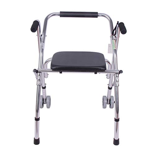 Mobility Walker Aluminium Lauflernhilfe Ältere Gehhilfe mit Sitz und Rädern, Komfortable Doppelarmstütze für Ältere und Behinderte Run Forward