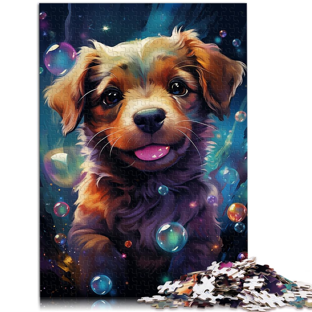 Puzzles Geschenke Spielzeug Bunte Psychedelie süßer kosmischer Welpen Kunstpuzzles für Erwachsene 1000 Teile Holzpuzzle Denkspiel 1000 Teile (50 x 75 cm)