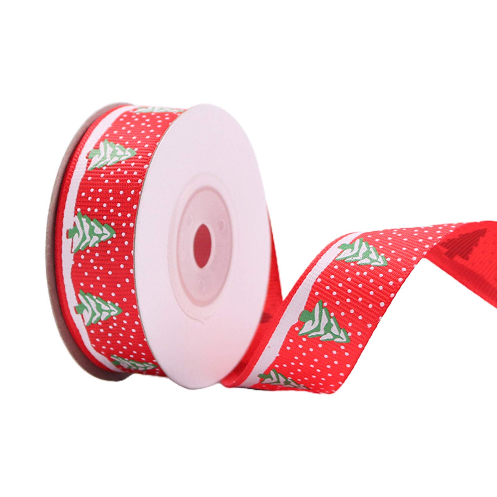 10 Rollen 10 Yards 20 Mm Weihnachtsbaum Schneeflocken Druck Rotes Ripsband Für Handwerk Geschenkverpackung Weihnachten Festival Party Schleifenherstellung Dekoration