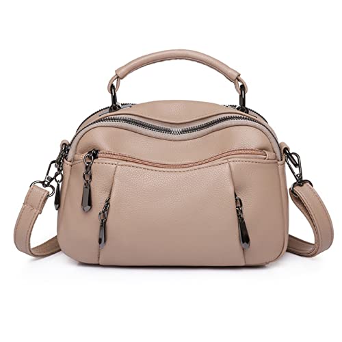 ohodhmnu Damen-Tragetasche, modische PU-Leder-Luxus-Geldbörsen-Handtaschen mit mehreren Taschen Crossbody Schultertaschen, khaki, no flower