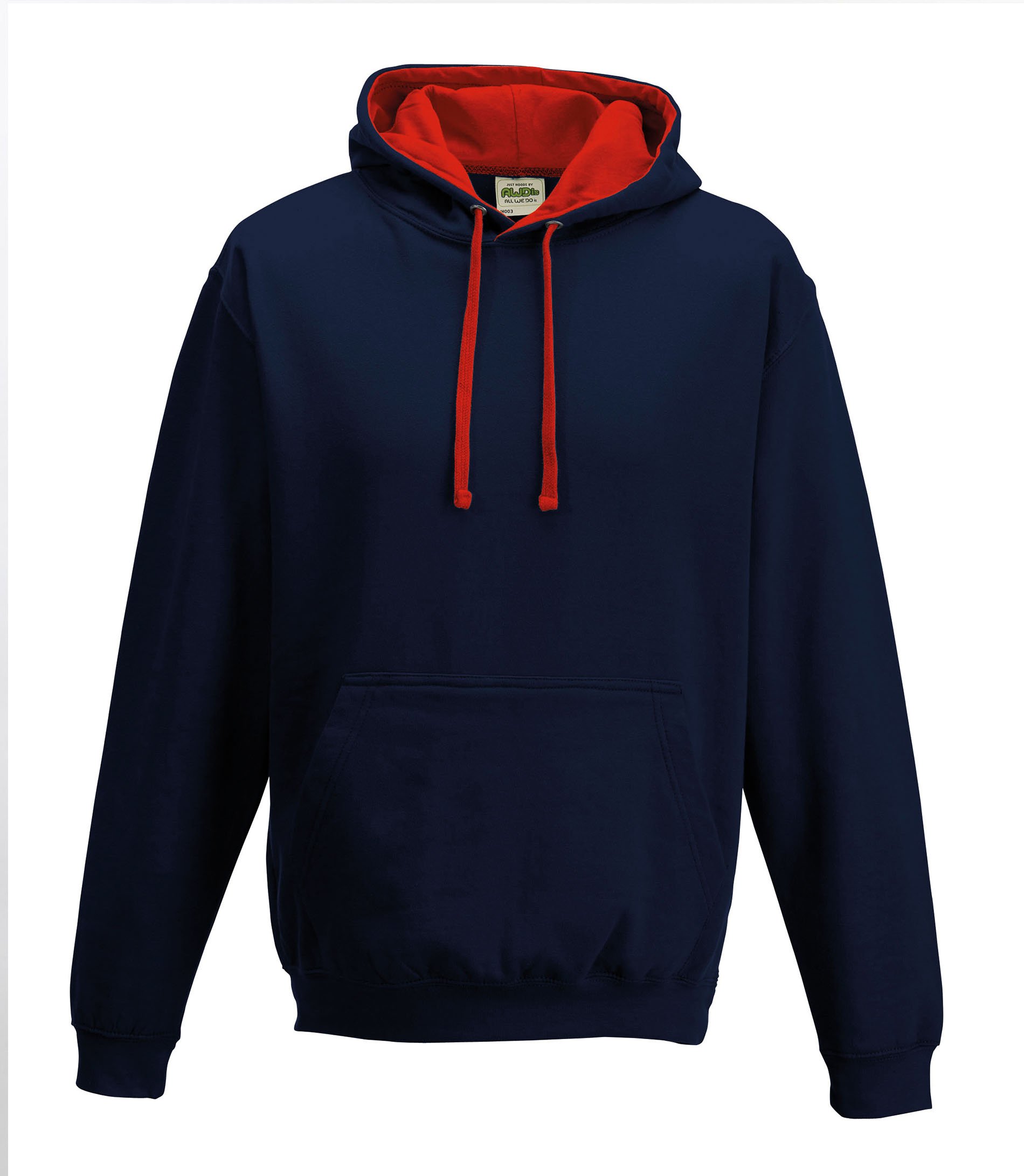 Just Hoods Varsity Kapuzenpullover XXL French Navy/Fire Red