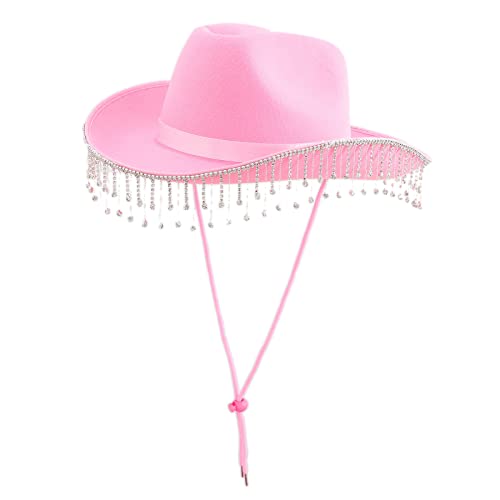 SANRLO Glitzer-Cowgirl-Hut mit Strasssteinen für die Braut, Hochzeit, Geburtstag, Party, Kostüm, Zubehör