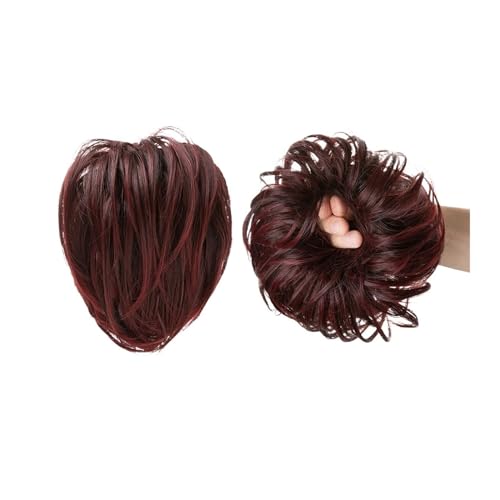 Haarteil Synthetisches Kunsthaar, Dutt, lockiges Band, Haarteil, Haargummi, Scrunchie, Scrunchy Wrap, unordentliches Stück, elastisch, Afro, Chignon, Cheveux, Schwanz, Hochsteckfrisur for Damen Haarve