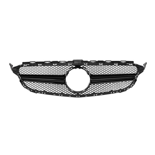 Frontspoiler Lippe Für Benz C-Klasse W205 C180 C200 C250 C300 C350 C400 C43 2014–2018, Für AMG-Stil, Kühlergrill, Oberer Grill, Frontstoßstangenhaube, Netz Frontstoßstange Spoiler(Schwarz)