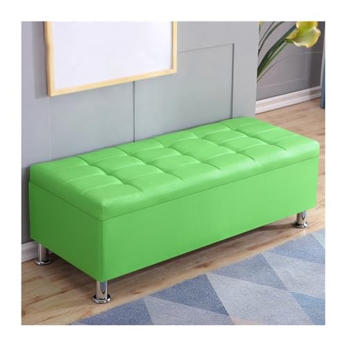 Schuhregal Rechteckiger Sofahocker, Schuhwechselhocker, Nachttischhocker, multifunktionaler Aufbewahrungshocker, Ankleidezimmer, Umkleidekabine, Lederhocker Schuhrschrank(Green,60*40*40cm)