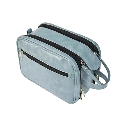 Make-up-Tasche, Kosmetiktasche, große Kapazität, Kulturbeutel, Make-up-Tasche für Mädchen, Frauen, Reise-Kosmetiktasche, PU-Handtasche, hellblau