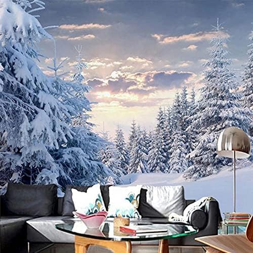 XLMING Verschneite Berglandschaft Weiße Landschaft Küche Esszimmer Arbeitszimmer Wohnzimmer TV Hintergrund Wand 3D Tapete-250cm×170cm