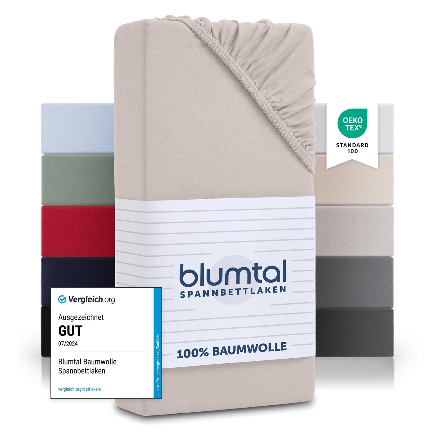 Blumtal® Baumwolle Spannbettlaken für Topper 200x200cm Basics Jersey im 2er Set - Bettlaken 200x200cm - OEKO-TEX zertifiziertes Spannbetttuch 200x200cm - Topper Spannbettlaken - Elfenbein