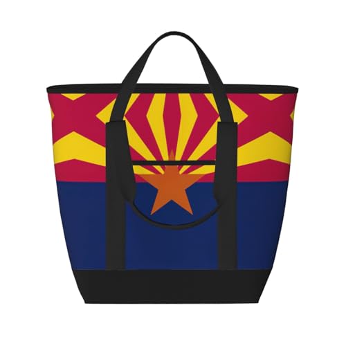 YQxwJL Isolierte Kühltasche mit Arizona-Flagge, großes Fassungsvermögen, Einkaufstasche, Reisetasche, Strand, wiederverwendbare Einkaufstasche für Erwachsene, Schwarz, Einheitsgröße