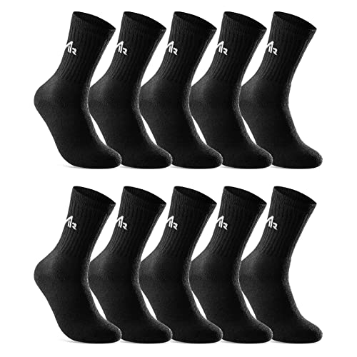 sockenkauf24 10 Paar i1R SPORT Socken Tennissocken Herren Damen Sportsocken mit Frotteesohle 10300 (35-38, Schwarz)