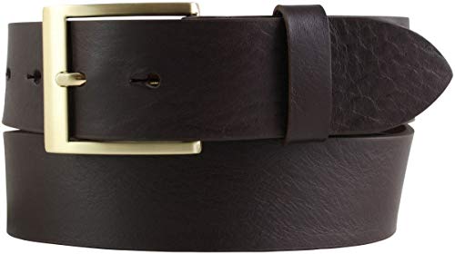 BELTINGER Gürtel mit goldener Gürtelschnalle aus Vollrindleder | Hochwertiger Jeans-Gürtel 40mm | Herren-Gürtel made in Italy | Braun 90cm