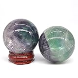 1PC 40mm Flussspat Quarz Kristall Shpere Stein Natürliche Reiki Edelstein Massage Ball Schmuckstück Dekoration mit Stand Kristall