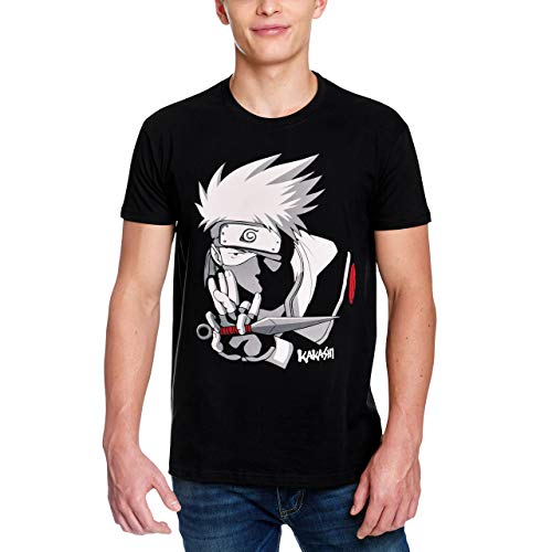 Naruto Herren T-Shirt Kakashi Hatake Baumwolle schwarz - L