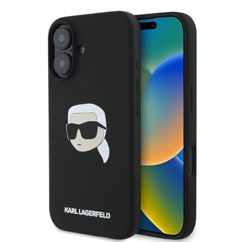 CG Mobile Karl Lagerfeld KLHMP16SSKHPPLK Hülle für iPhone 16 6.1" Schwarz hardcase Silicone Karl Head Print