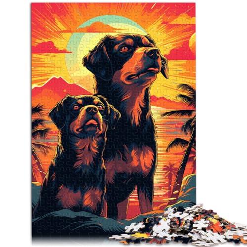 Puzzle zum Verschenken, Hunde mit der Sonne im Hintergrund, 1000 Teile, Puzzle für Erwachsene, Puzzle aus Holz, Spielzeug, Denkspiel, 1000 Teile (50 x 75 cm)