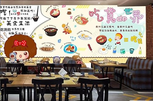 tyujlkjddlf Tapete Wandbild 3D Benutzerdefinierte Handgezeichnete Hintergrundwand Für Feinschmecker-Weltrestaurant-Dessertladen-350Cmx245Cm