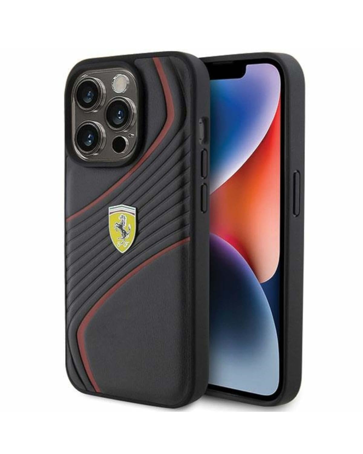 Ferrari FEHCP15LPTWK Hülle für iPhone 15 Pro 6.1" Schwarz hardcase Twist Metal Logo