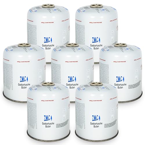 ZMC 7X Gaskartuschen 450g/900ml mit 7/16" Eurogewinde Anschluss, Gas Schraubkartusche für Unkrautbrenner, Universal Druckgasdose mit Schraubventil