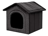 Hundehütte Hundehöhle Hundebett Hundehaus Katzenhöhle kleine S - 38x32 cm Graphit mit Schwarz