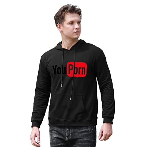 KACHI Men's YouPorn Parody Printed Pullover Hoodies Long Sleeve Hooded Sweatshirt Black XL