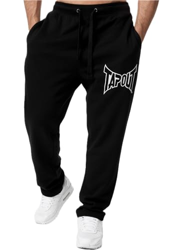 TAPOUT Herren Jogginghose Normale Passform Lifestyle Basic Jogger Black/White XXL, 940008