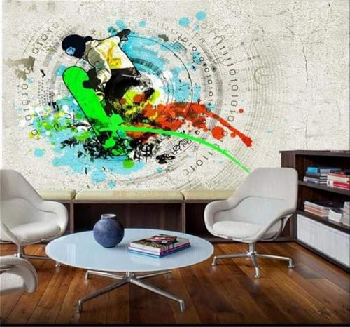 Extremsport-Graffiti 3D Tapete Poster Restaurant Schlafzimmer Wohnzimmer Sofa TV Dekorative Wand-250cm×170cm