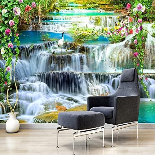 XLMING Wasserfall Park Scenery Küche Esszimmer Arbeitszimmer Wohnzimmer TV Hintergrund Wand 3D Tapete-250cm×170cm