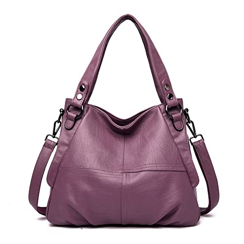 ohodhmnu Damen Tragetasche, Frauen PU Leder Top Griff Taschen Weibliche Schulter Satchel Crossbody Shopper Tasche Handtaschen, lavendel, Small