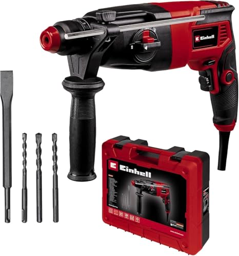 Einhell Bohrhammer TC-RH 620 4F Kit (620 W, pneumatisches Schlagwerk, 2,2 J Schlagstärke, Hammerbohren, Bohren, Meißeln mit & ohne Fixierung, SDS-Plus, Dauerlaufarretierung)