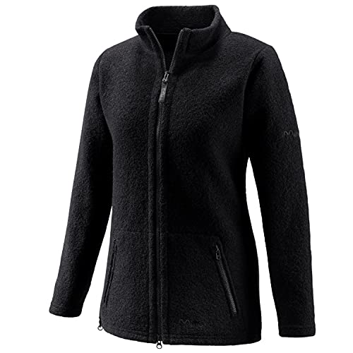 Mufflon Damen Wolljacke Mu- Lou W100 mit Stehkragen Kohle schwarz - S