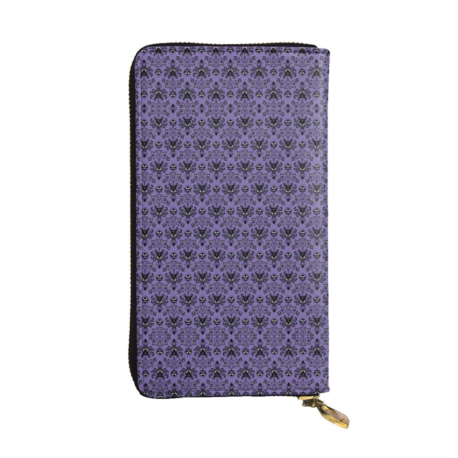 DMORJ Haunted Mansion Lange Clutch aus Leder, 19 x 10 cm, bequem, leicht, wasserdicht, langlebig, schönes Geschenk, Schwarz, Einheitsgröße, Schwarz , Einheitsgröße