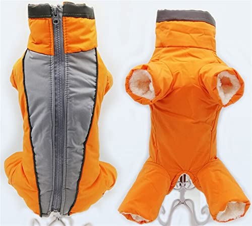 DHGTEP Winter Hund Fleece Mantel Warm Wasserdicht Hund Overall Gepolstert Verdickte Hose Männlich/Weiblich Hund Kleidung für Kleine Mittelgroße Hund Daunenjacke (Farbe : Girl orange, Größe : 8)