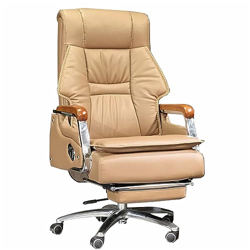 TBSZCM Verstellbarer Chefsessel aus Leder, ergonomischer Bürostuhl, Gaming-Stuhl, Drehstuhl mit hoher Rückenlehne, für das Home-Office, khaki interessant Run forward