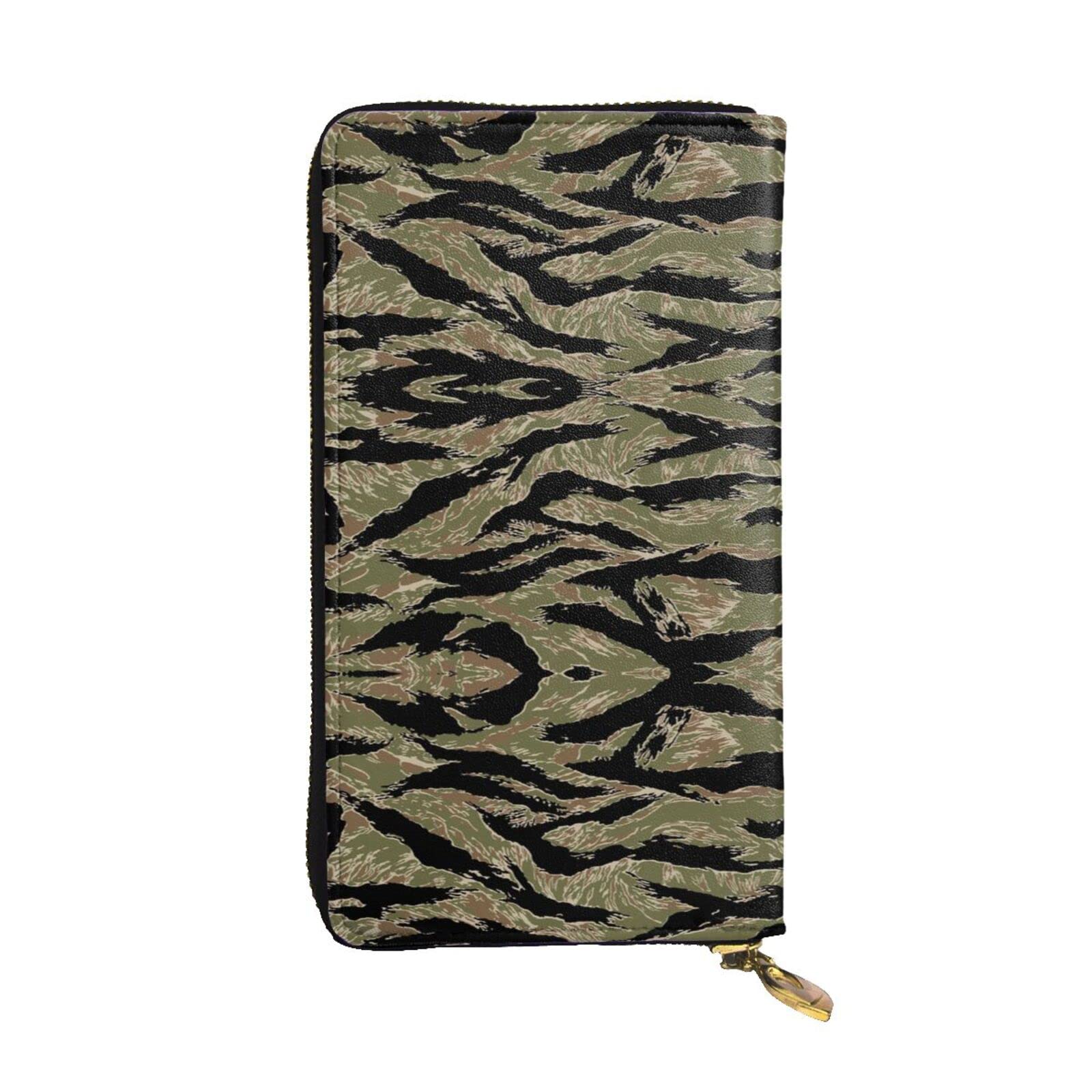 DMORJ Tiger Stripe Camo Leder lange Clutch-Brieftasche: 19 x 10 cm, bequem, leicht, wasserdicht, langlebig, schönes Geschenk, Schwarz, Einheitsgröße, Schwarz , Einheitsgröße