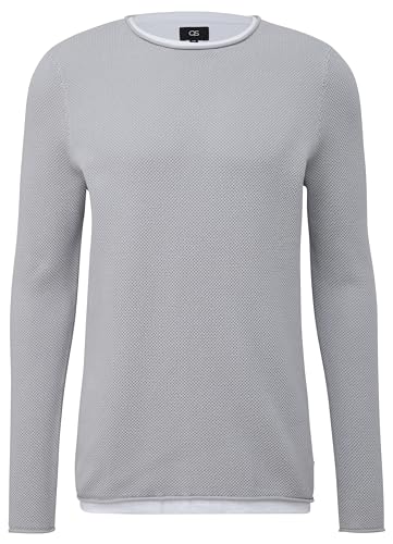 QS Herren 2144399 Pullover in Layering Optik, Grau, X-Large