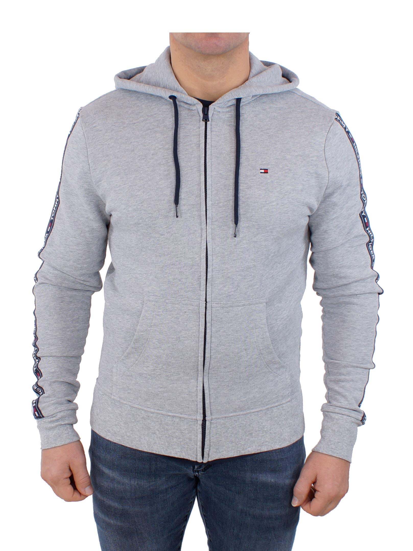 Tommy Hilfiger Herren Hoodie mit Reißverschluss Zipper, Grau (Grey Heather), L