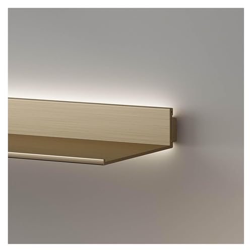 BFVAKBKYT Hängende industrielle runde Weinregale, Aluminiumlegierung Doppelseitige Wandmontage Mit LED-Licht Wandregal Kreatives Bücherregal Weinregal(Gold,150x15cm)