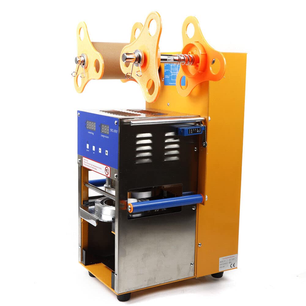 Vollautomatische Kommerzielle Bubble Tea Bechersiegelmaschine Versiegelungsmaschine 400W Elektrische Kommerzielle Becherdichtungsdurchmesser 3-3/4 ", 400-600 Tassen/h