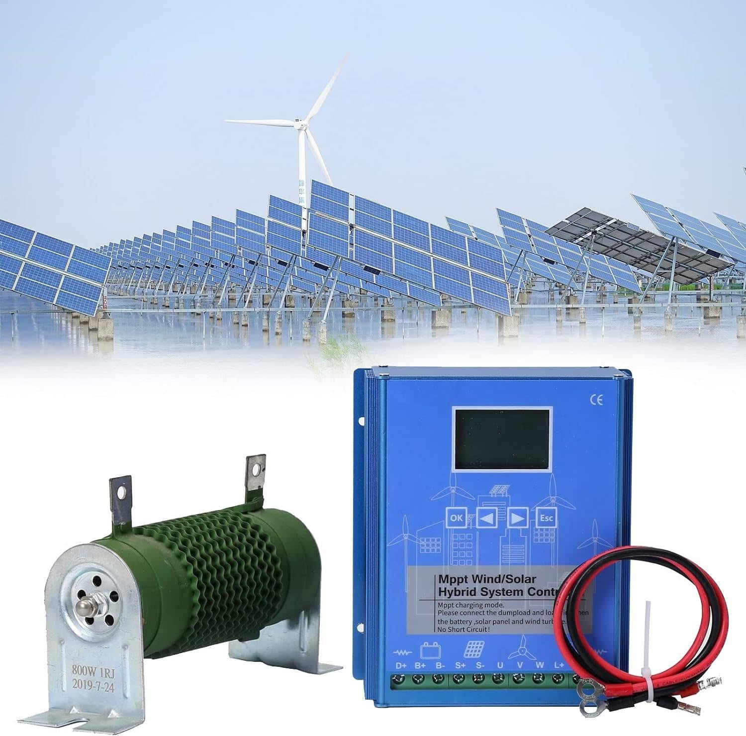 Qiang 4000W Wind Solar Hybrid Laderegler,2000W Wind 2000W PV Solar,Mppt Lade Boost Controller,12V/24V/48V Automatisch Identifikation Mit LCD Display Wind Solar Ergänzungssystem,24V