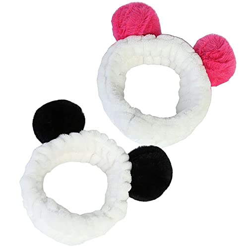 Hübsches superweiches Haarband for die Dusche – ideales Haarband for Waschen von Gesicht oder Make-up)/939 (Color : Panda(black+hotpink), Size : 2)