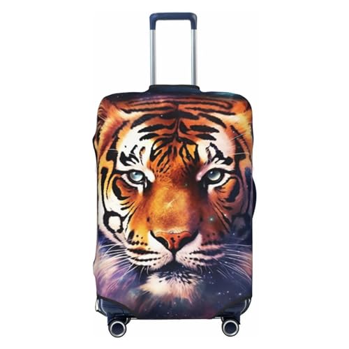 CSGJMYGS Galaxy Tiger Gepäckabdeckungen für Koffer, waschbar, modisch, dehnbar, kratzfest, passend für 45,7 - 81,3 cm große Gepäckstücke, Größe XL, Schwarz, Schwarz , XL