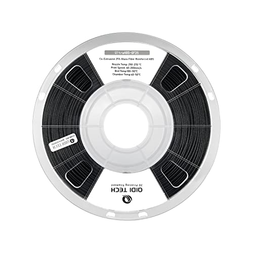 QIDI TECH Glass Fiber ABS Filament 1.75mm, ABS-GF25 Glasfaser 3D Drucker Filament Fit die meisten FDM 3D Drucker, Frosted Textur, Hohe Härte, 1KG Spule, Schwarz