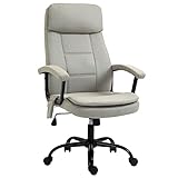 Vinsetto Bürostuhl Massage höhenverstellbarer Chefsessel Gamingstuhl mit Massagefunktion, ergonomischer Drehstuhl Massage Sessel Lendenwirbelsäulenmassage Leinen-Gefühl Beige 63 x 70 x 112-121 cm