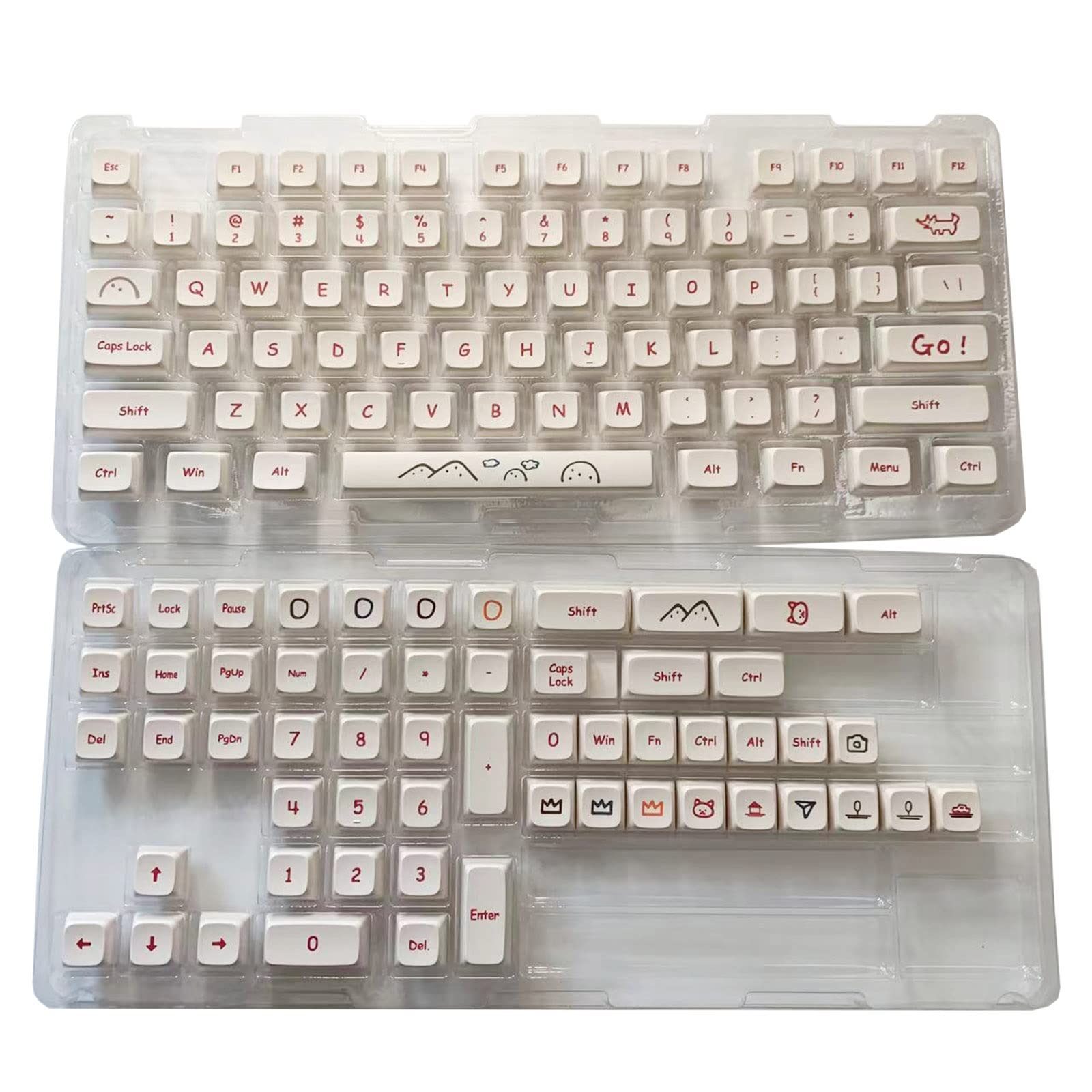 129 Tasten, Cartoon-XDA-Profil-Tastenkappen, PBT-Farbstoff-Sublimation, für Cherry MX-Schalter, passend für 61, 68, 75, 87, 104, 108 Tastenkappen