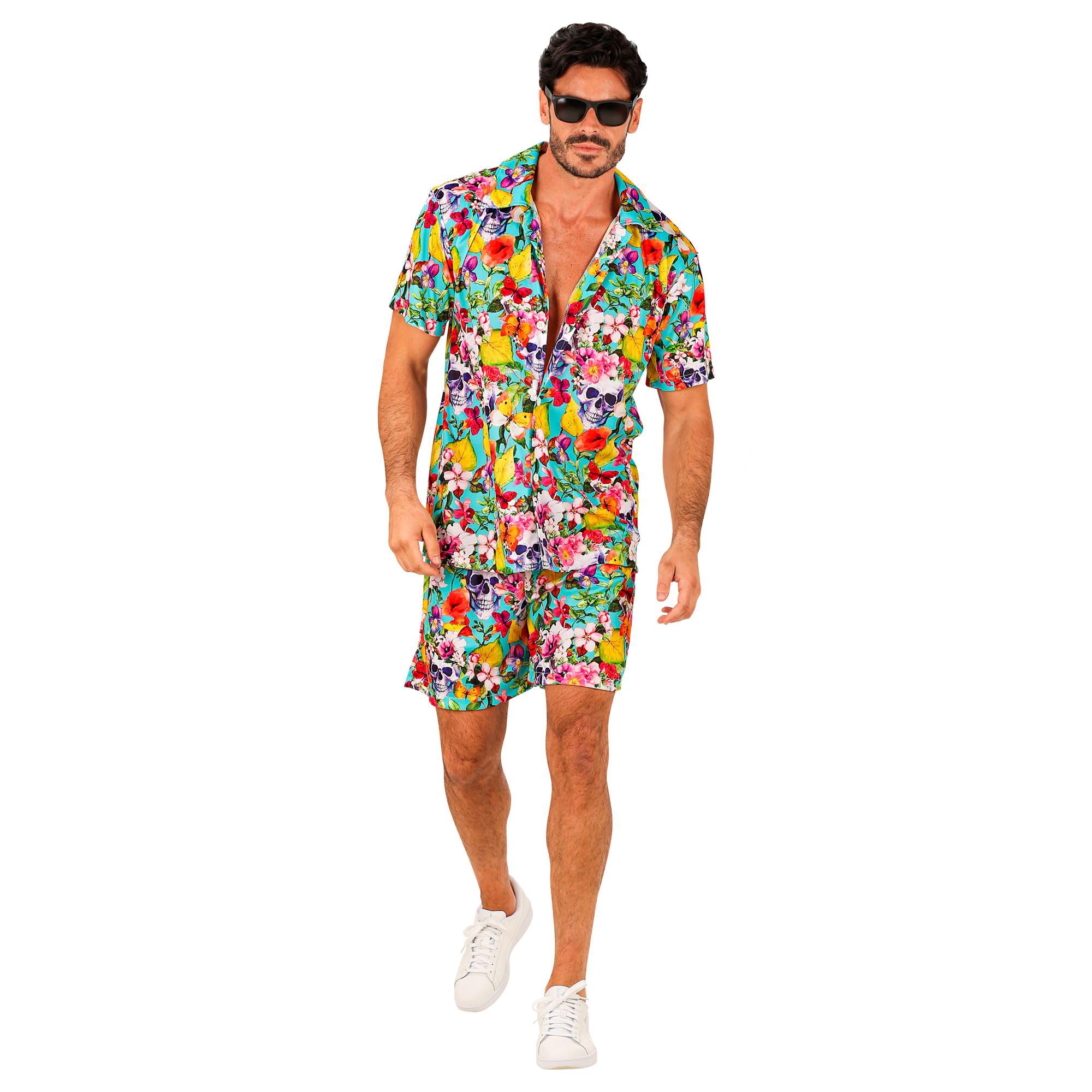 W WIDMANN MILANO Party Fashion - Hawaii Outfit, Kurzarm Hemd und Shorts, Blumen, Aloha, Strand Party, Verkleidung