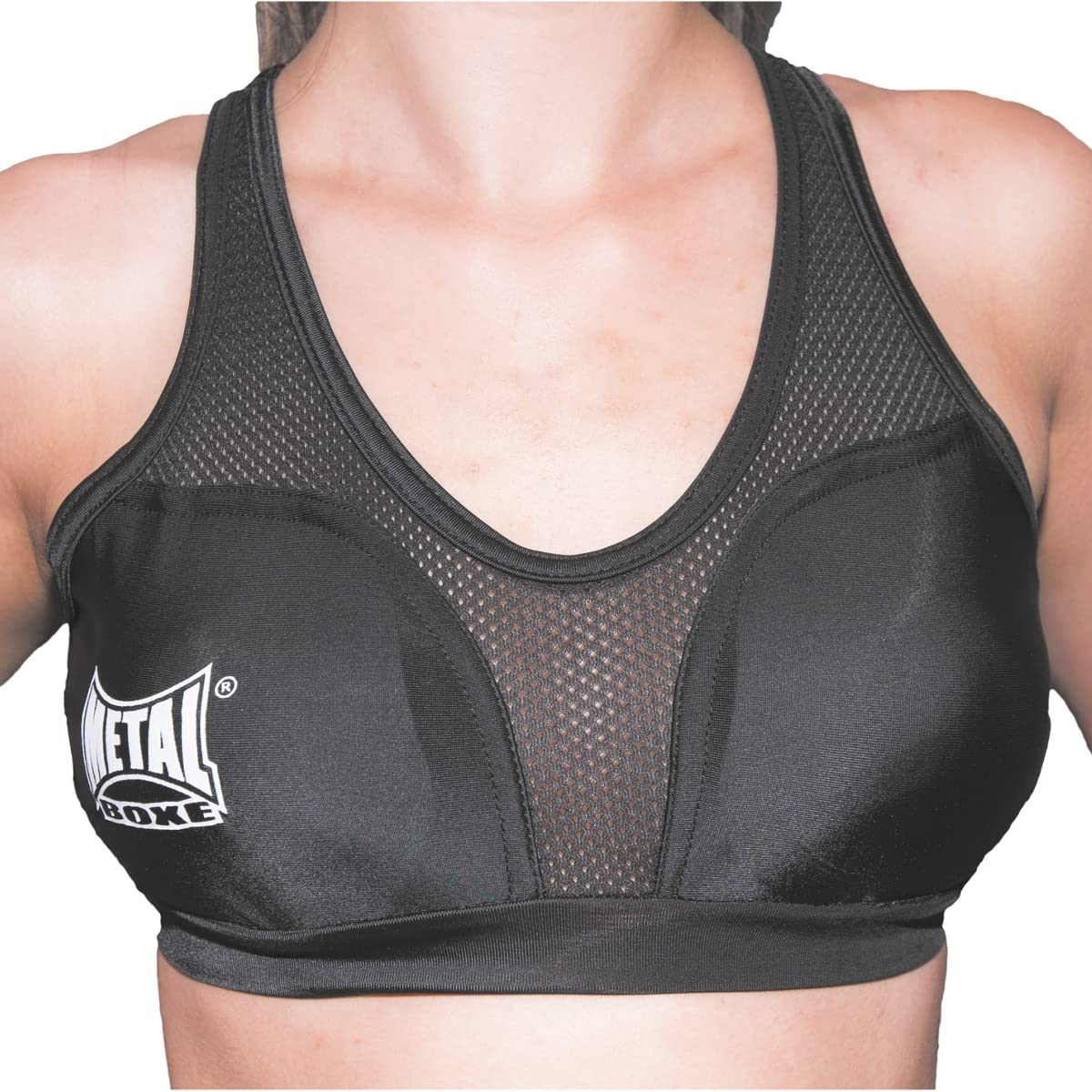 METAL BOXE Brassiere Avec COQUES Protege POITRINE Noir L