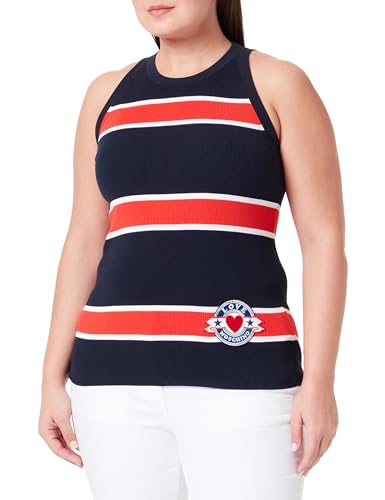 Love Moschino Women's Slim fit Tank Top, Blue White RED, 44