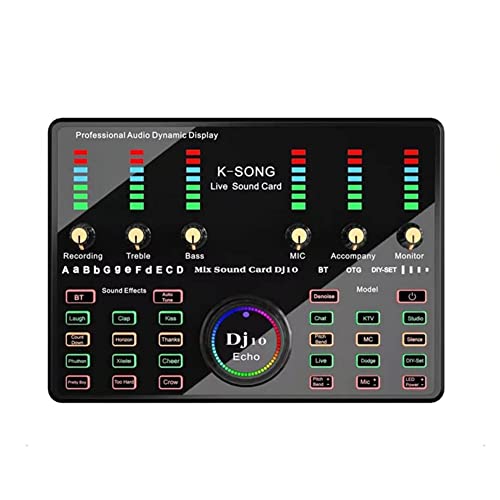 Tassety DJ 10 Soundkarte für Karaoke Podcast Aufnahme Live Streaming Mixed Noise Control Core Wireless Bluetooth